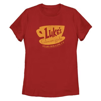 Women's Gilmore Girls Luke's Stars Hollow Sign  T-Shirt - Red - Medium | Target