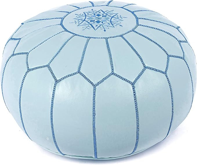 Marrakesh Gallery Genuine Leather Round Pouf Unstuffed - Moroccan Ottoman Footstool, Footrest Cov... | Amazon (US)