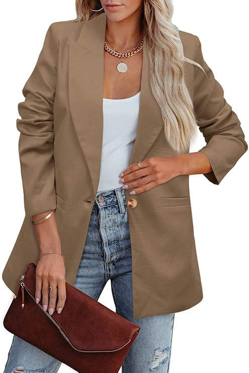 ZDLONG Lightweight Blazer Jackets for Women Lapel Long Dress Blazer Suits with Pockets for Work O... | Amazon (US)