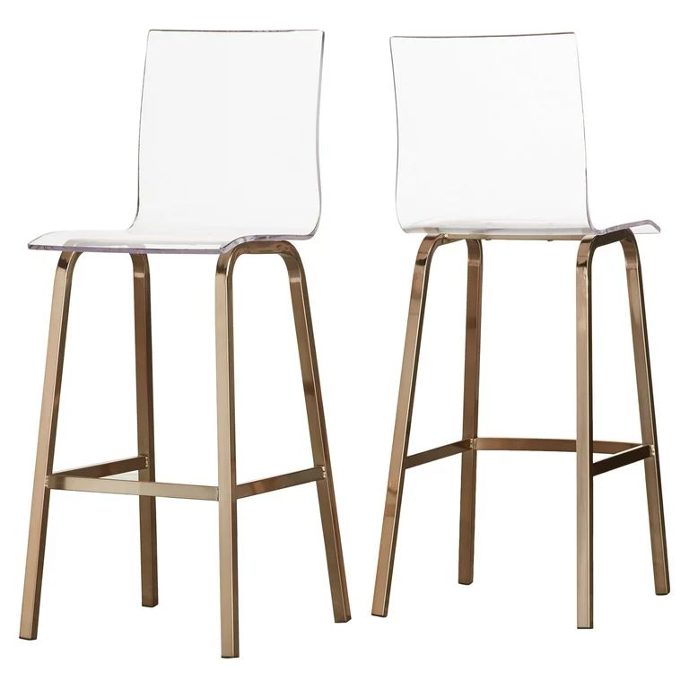 Chelsea Lane Acrylic and Champagne Gold Swivel Stool, Set of Two, Bar Height | Walmart (US)