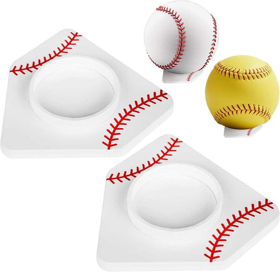 Wooden Baseball Stand for Ball Display - Home Plate Shape Wood Baseball Holder - Heavy Duty Baseb... | Amazon (US)