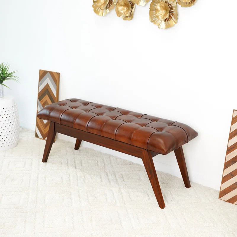 Wade Logan® Cacy Genuine Leather Bench & Reviews | Wayfair | Wayfair North America