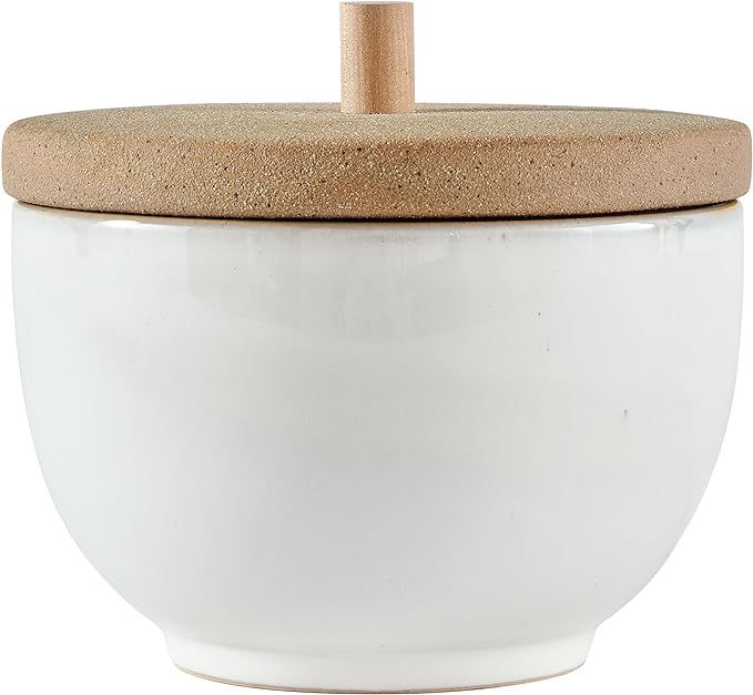 Stone & Beam Rustic Acorn Shaped Stoneware Box, 5" H, White and Clay | Amazon (CA)