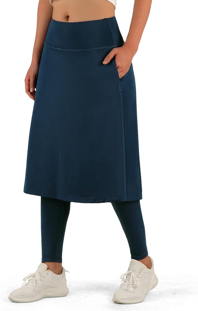 ANIVIVO Women Long Knee Length Skirt with Full Leggings,Skirted Leggings with High Waisted Pocket... | Amazon (US)