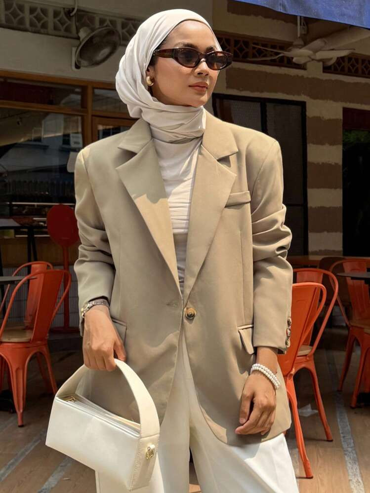 DAZY Business Casual Solid Color Suit Jacket,Fall Women Clothes Modest Fashion | SHEIN