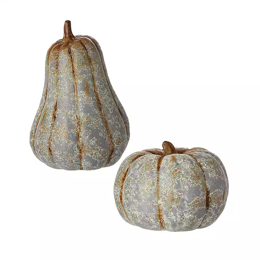New!Gray Pumpkin and Gourd Ceramic Statues, Set of ...