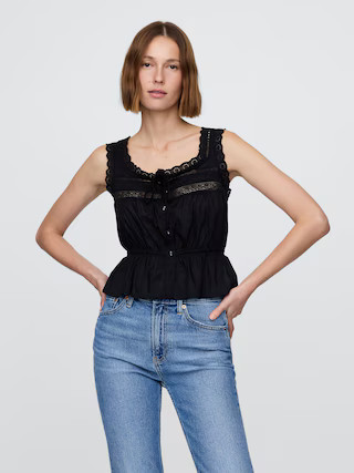 Lace-Trim Peplum Crop Top | Gap (US)