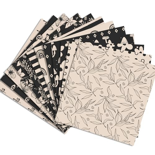 VIVIQUEN 24 Pack Vintage Boho Ivory Pattern Double-Sided Paper, 12-inches Retro Black Beige Scrapbook Specialty Craft Paper Folded Flat for DIY Background Card Making Scrapbook Photo Album Decor | Amazon (US)