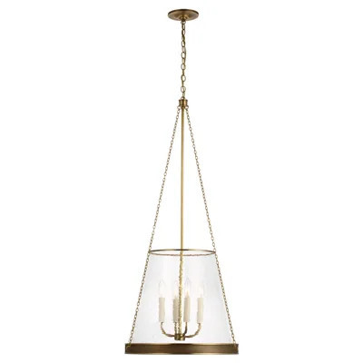 Visual Comfort Reese Mid Century Soft Brass Metal Glass Pendant - 18 | Kathy Kuo Home