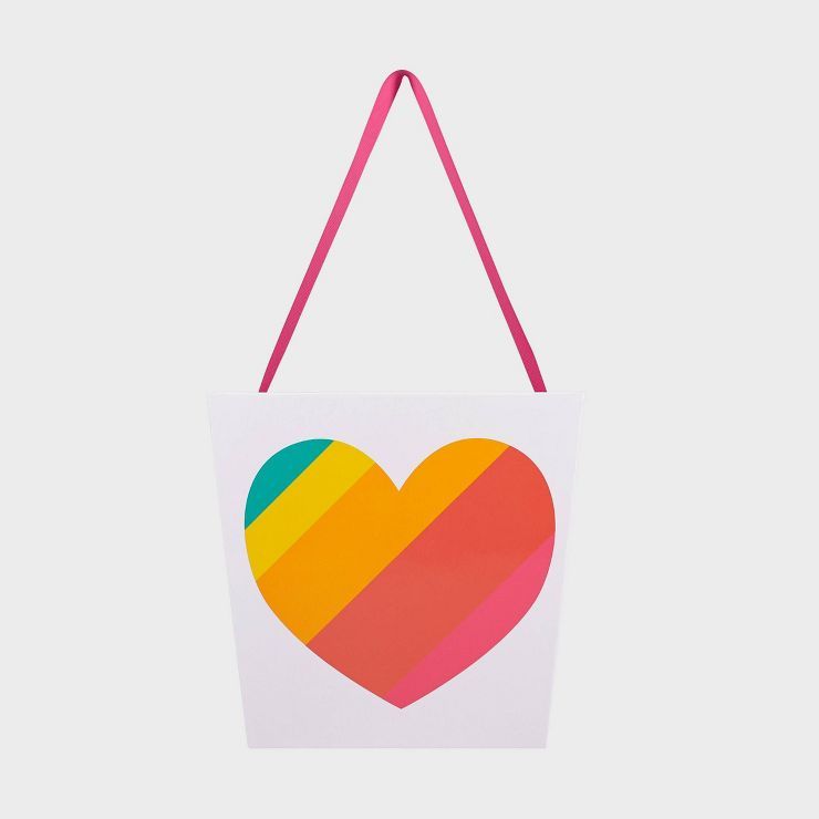 8"x8" Square Paper Valentine's Day Stripe Heart Decorative Bucket - Spritz™ | Target