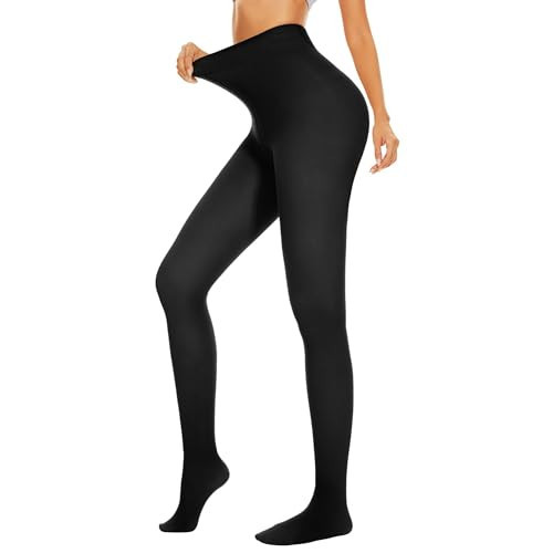NexiEpoch Fleece Lined Tights Women - Pantyhose Sheer Black Thick Thermal Warm Fake Leggings for Winter | Amazon (US)