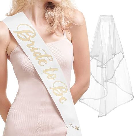 xo, Fetti Bachelorette Party Sash + Veil - Bride to Be | Bachelorette Party Decorations Kit - Sas... | Amazon (US)