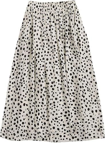 Milumia Women's Vintage Printed A Line High Waist Flare Flowy Casual Midi Skirts | Amazon (US)