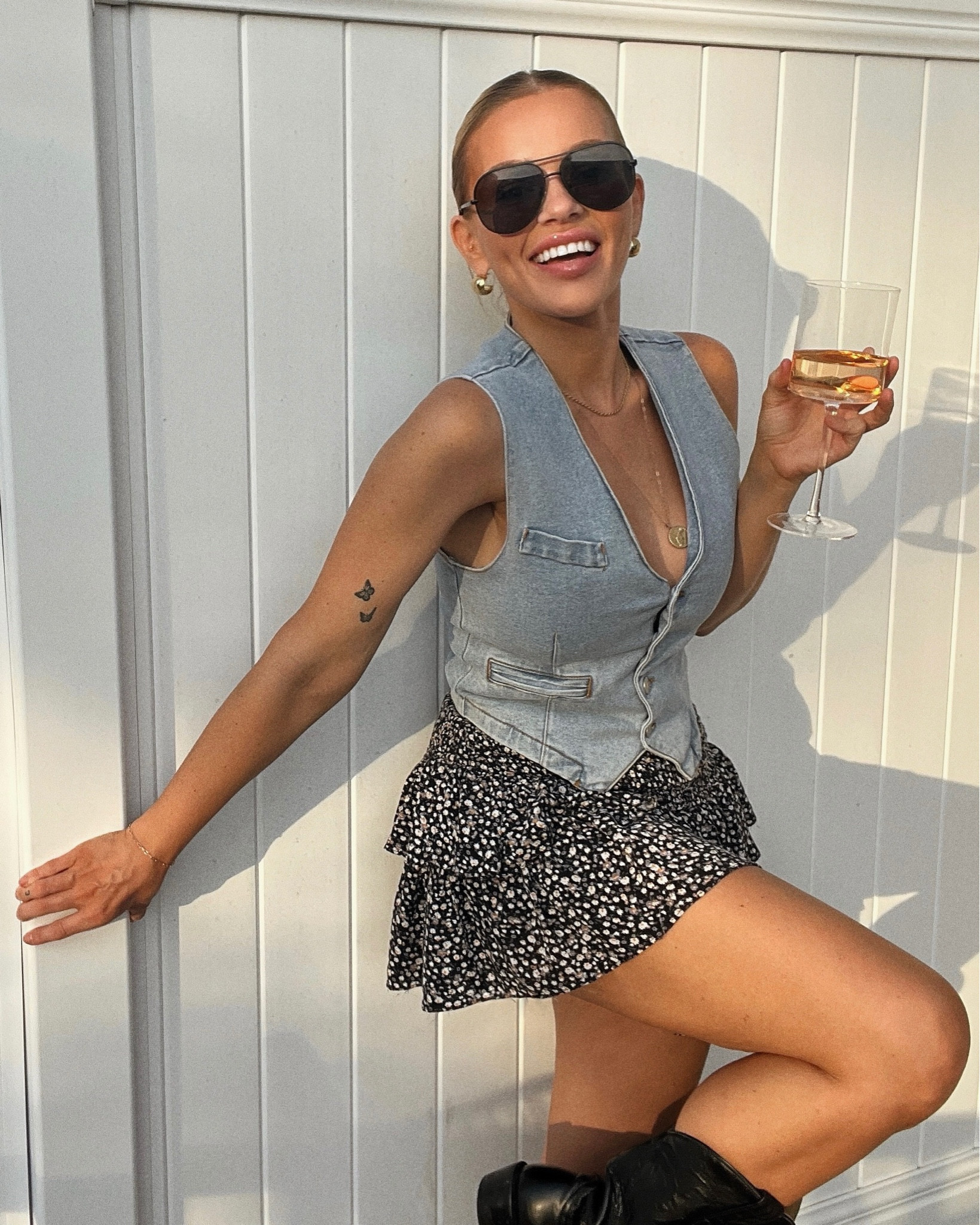 Denim vest & floral skirt outfit. Country concert fit 

#LTKFind #LTKBacktoSchool #LTKsalealert