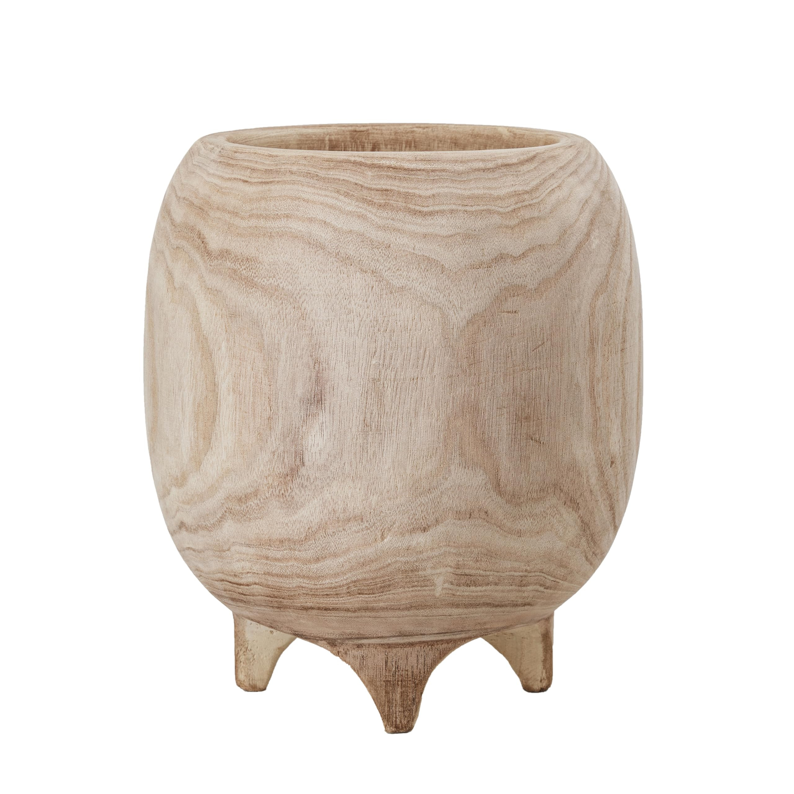 Bloomingville Tall Paulownia Wood Footed Planter, Natural | Amazon (US)