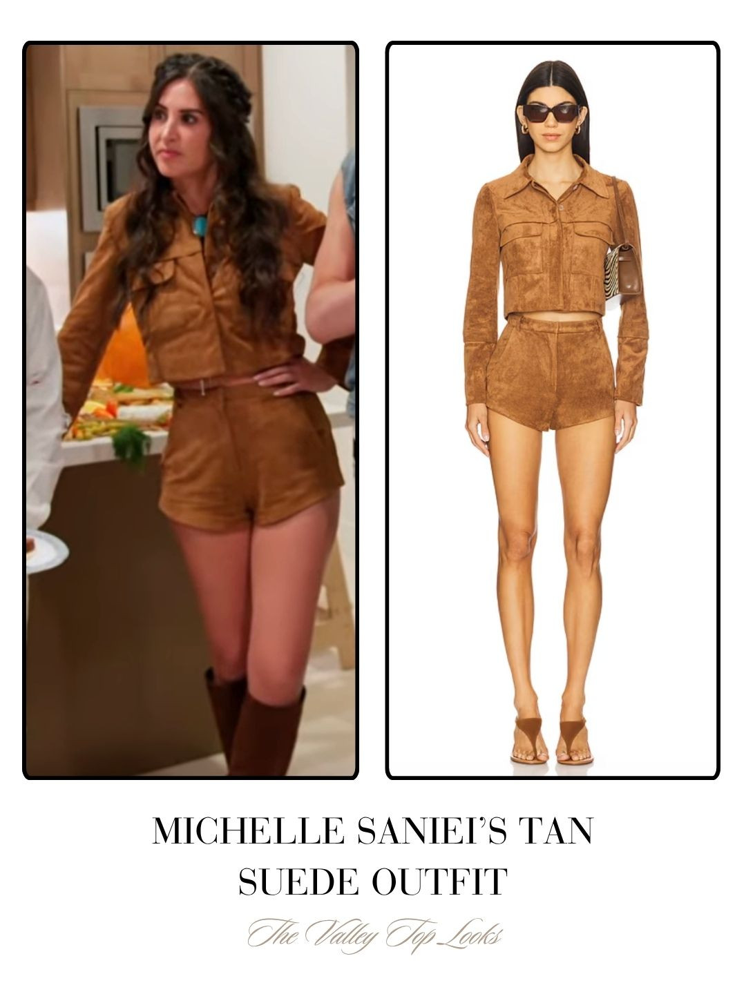 Michelle Saniei's Tan Suede Jacket and Skirt on The Valley Season 3 Episode 3 

 