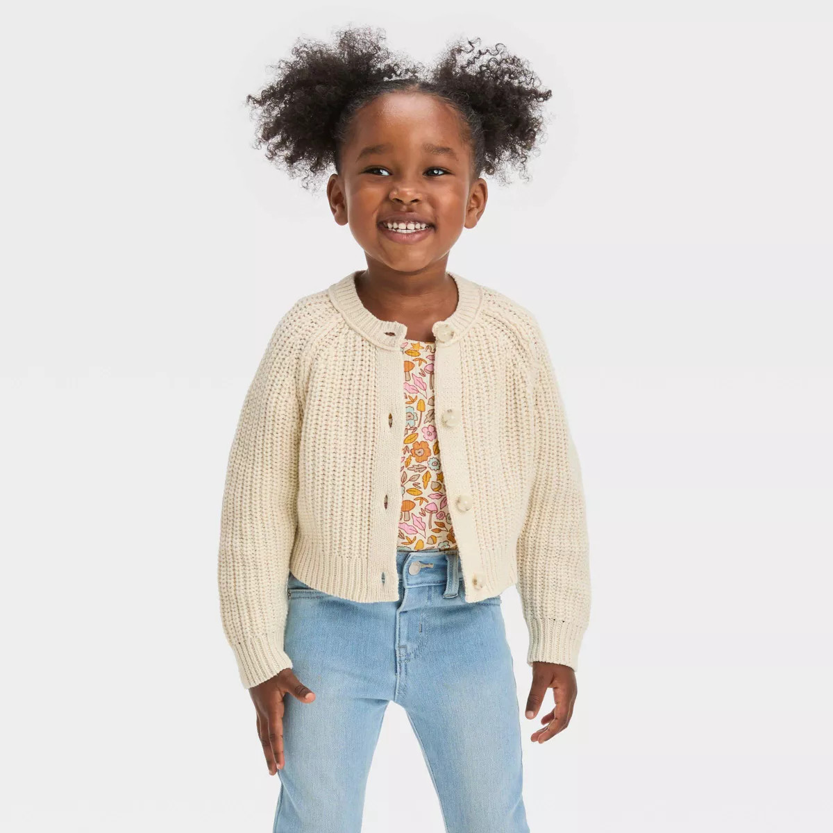 Toddler Girls' Midweight Cardigan - Cat & Jack™ Off-White | Target