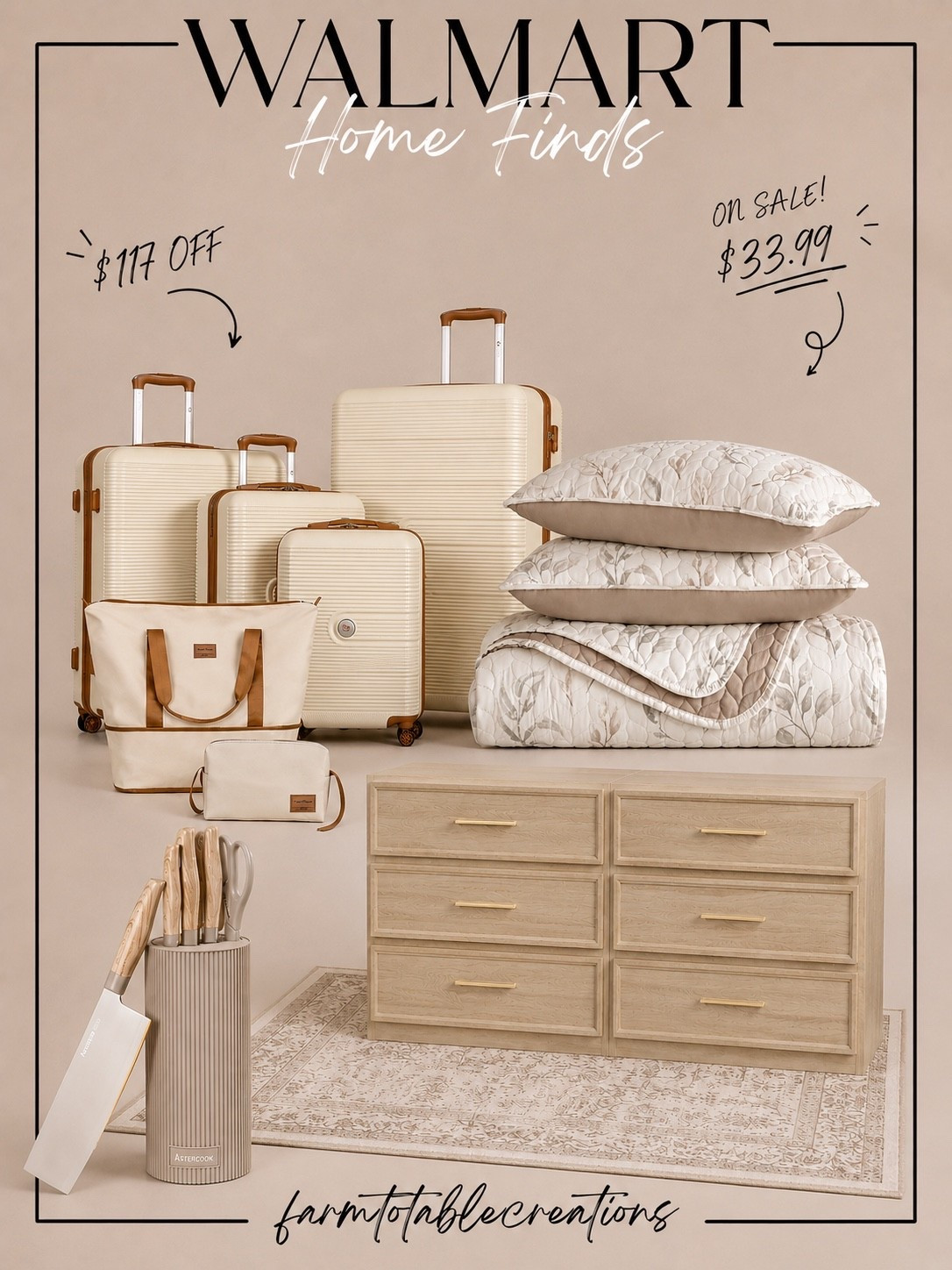 Walmart Deals You Don’t Want to Miss 🤍

I found some incredible Walmart home finds that are perfect for refreshing your space without overspending! From the luggage set that’s currently $117 off to the beautiful bedding set on sale for just $33.99, these are the kinds of deals that disappear fast.

Follow @farmtotablecreations on Instagram for more cozy home finds and trending decor.

✨ Shop these Walmart favorites, including the luggage set, bedding, dresser, kitchen knife set, and area rug linked in my LTK! #LTKHome #WalmartFinds #WalmartHome #HomeDeals #AffordableHomeDecor #BedroomRefresh #TravelEssentials #HomeDecorFinds #BudgetFriendlyDecor #LTKSaleAlert

#LTKSaleAlert #LTKHome #LTKTravel