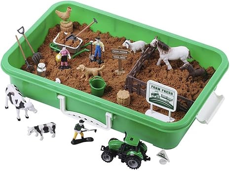 Farm Sand Play Set - Sensory Toys for Kids with 2 lbs of Sand, Farm Animals, Signs, Fences, Truck... | Amazon (US)