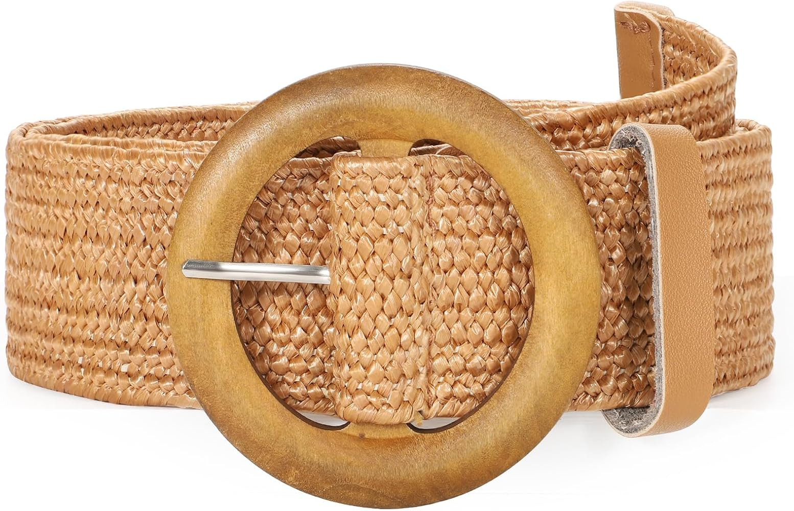 JASGOOD Straw Woven Elastic Stretch Belts for Women, Ladies Wide Boho Braided Dress Belts with Wo... | Amazon (US)