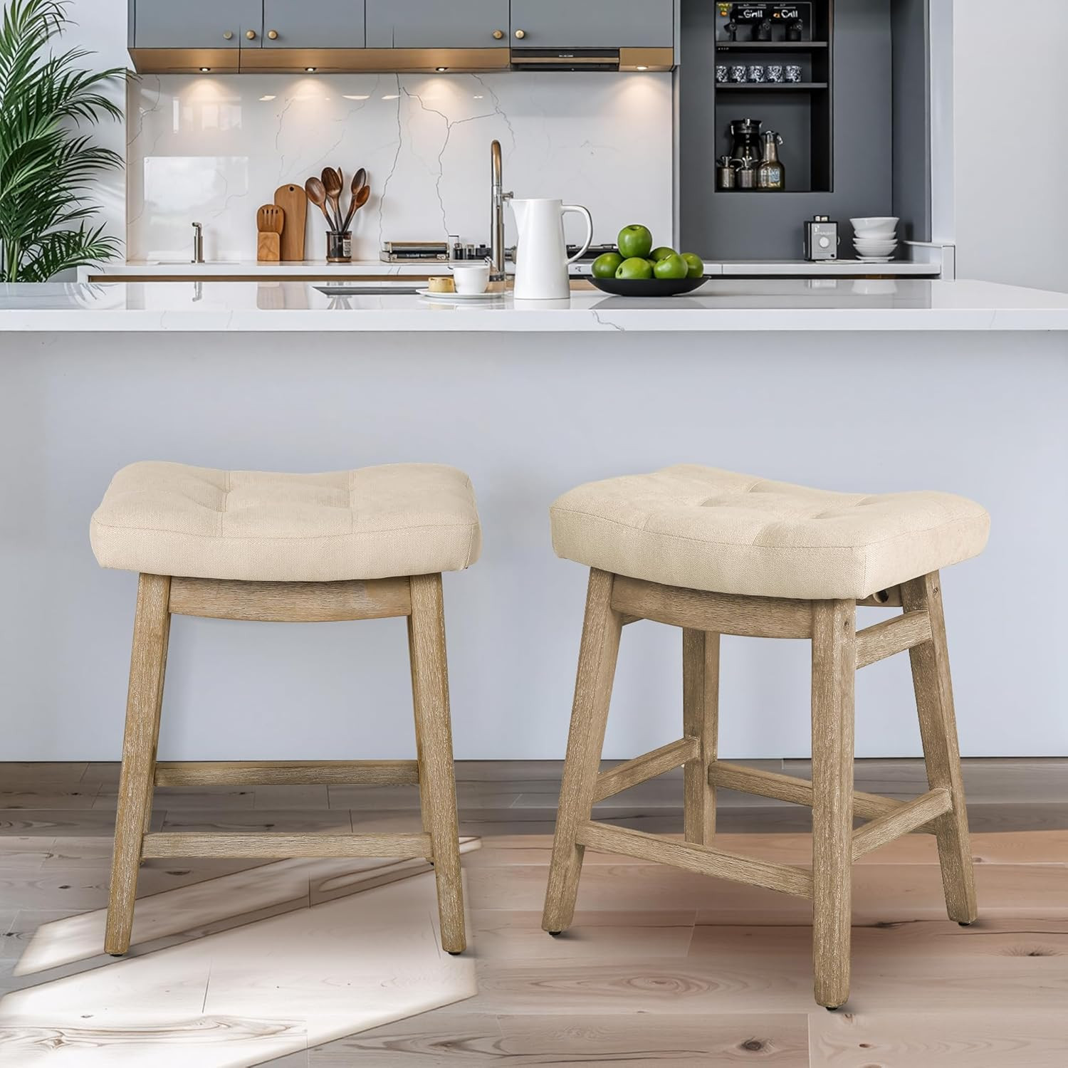Bar Stools Set of 2 for Kitchen Counter Island Counter Height Farmhouse Modern Barstools with Uph... | Amazon (US)