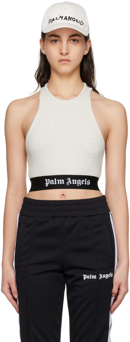 Palm Angels - Off-White Cropped Tank Top | SSENSE
