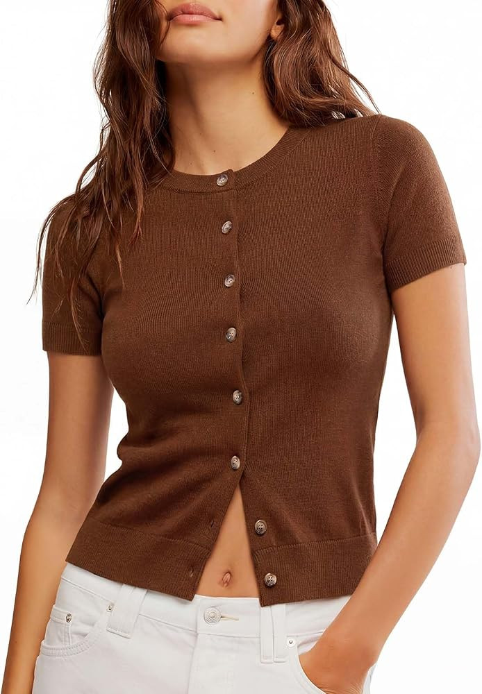 SUUKSESS Women Silk Cashmere Blend Cardigan Sweaters Summer Button Up Knit Outfits | Amazon (US)