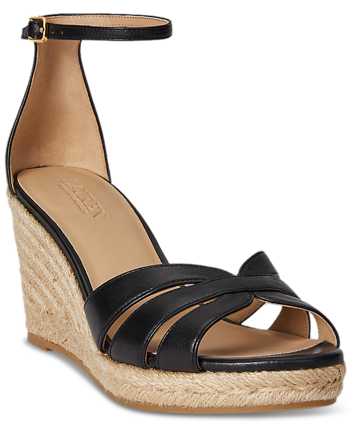 Lauren Ralph Lauren Women's Nellie Espadrilles Wedge Sandals - Black | Macy's