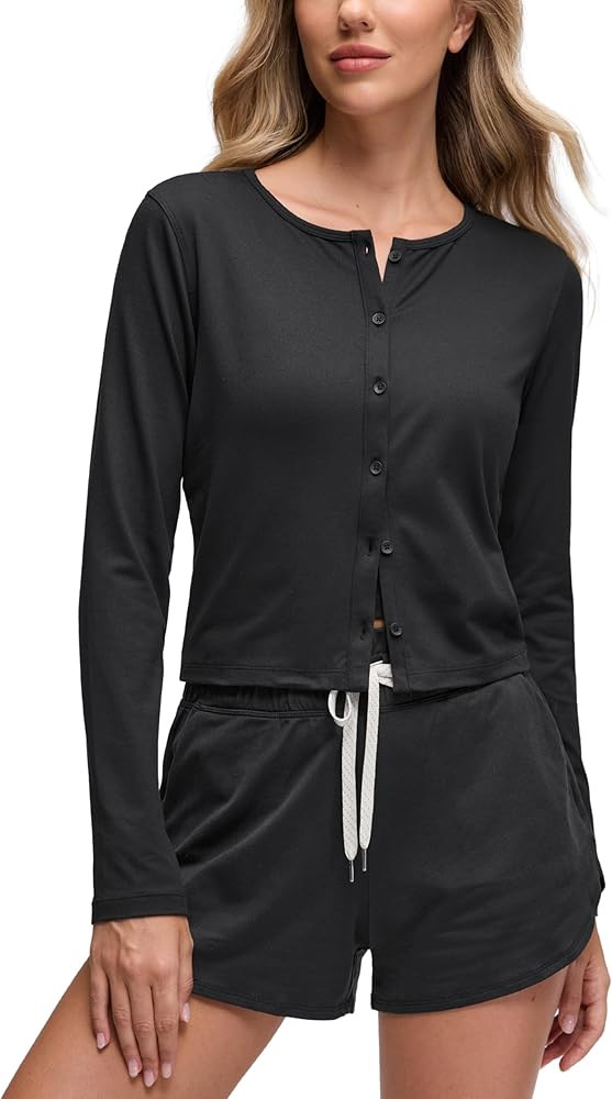 CRZ YOGA Cloud Jersey Lightweight Crewneck Cardigan for Women Soft Knit Button Down Shirts Casual... | Amazon (US)