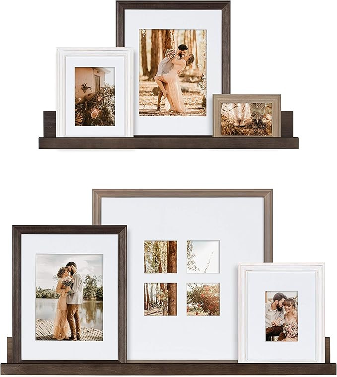 Kate and Laurel Bordeaux Farmhouse Gallery Floating Shelf and Wall Frame Kit, Set of 8, Multiple ... | Amazon (US)