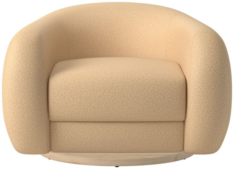 Laszlo Camel Brown Boucle Swivel Chair + Reviews | CB2 | CB2