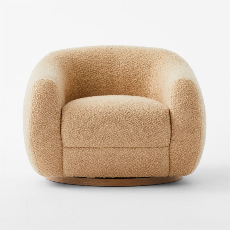 Laszlo Camel Brown Boucle Swivel Chair by Ross Cassidy + Reviews | CB2 | CB2