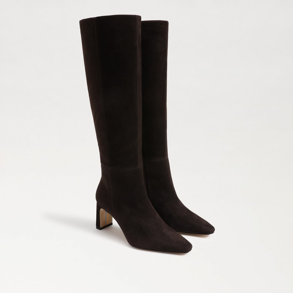 Sam Edelman Sylvia Knee High Boot Chocolate Brown Suede | Sam Edelman