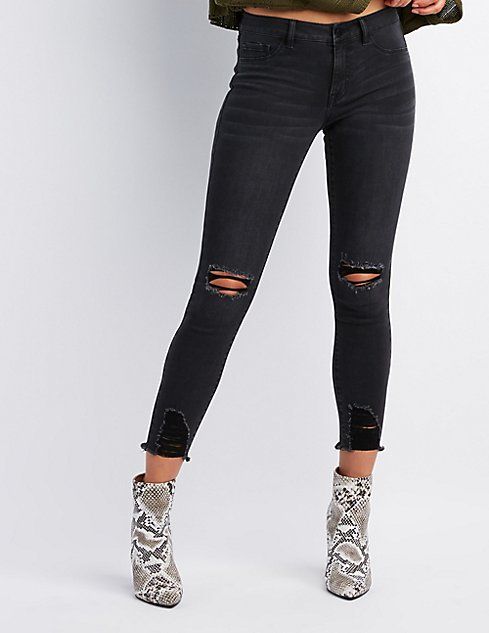 Refuge Skin Tight Legging Destroyed Jeans | Charlotte Russe