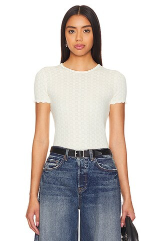 Guest In Residence Checker Baby Tee in Cream from Revolve.com | Revolve Clothing (Global)