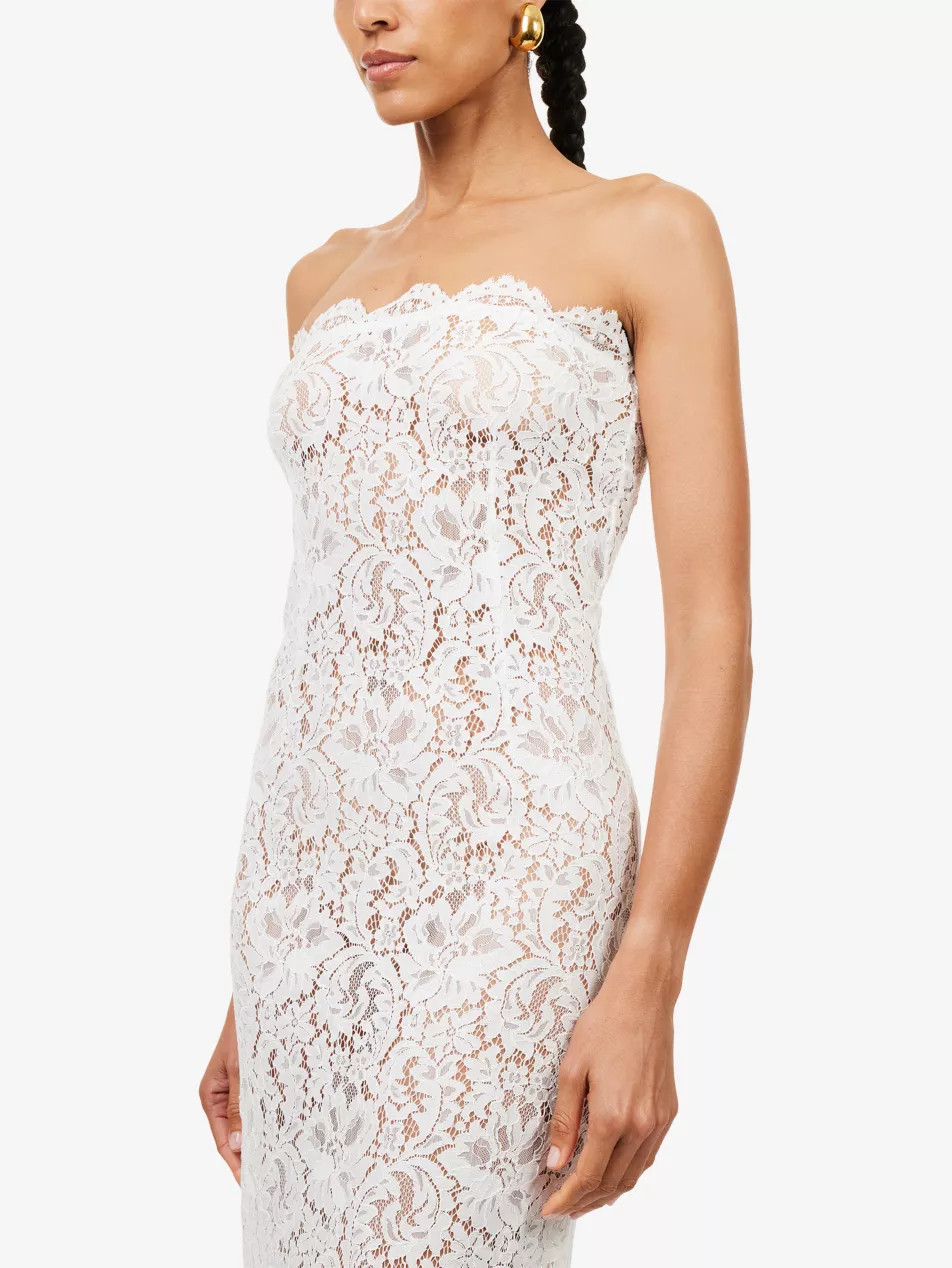 Bandeau Sheer Lace Maxi Dress | Selfridges