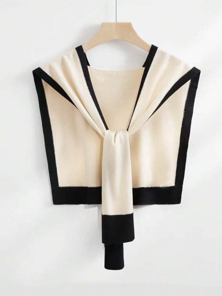 Dual-Color Knitted Shawl, Fashionable Thin And Versatile Women's One Shoulder Shawl For Spring An... | SHEIN