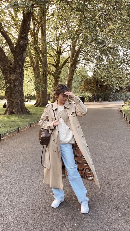 Neutral fall outfit // oversized trench coat - Burberry, oversized sweater - Toteme, wide leg jeans - Abercrombie, sneakers - Nike, backpack - Louis Vuitton

#LTKstyletip #LTKSeasonal