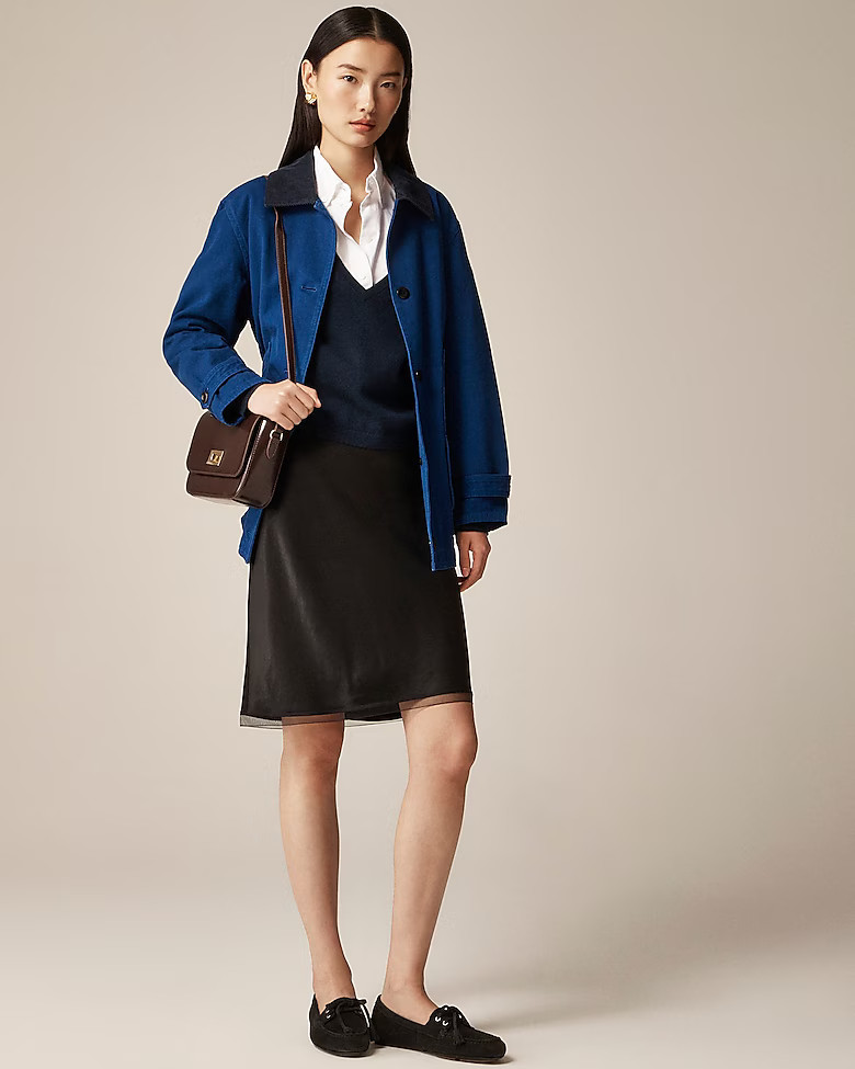 Gwen knee-length slip skirt in viscose charmeuse | J. Crew US