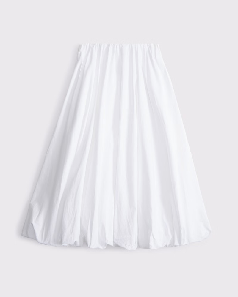 Mid Rise Bubble Hem Maxi Skirt | Abercrombie & Fitch (US)