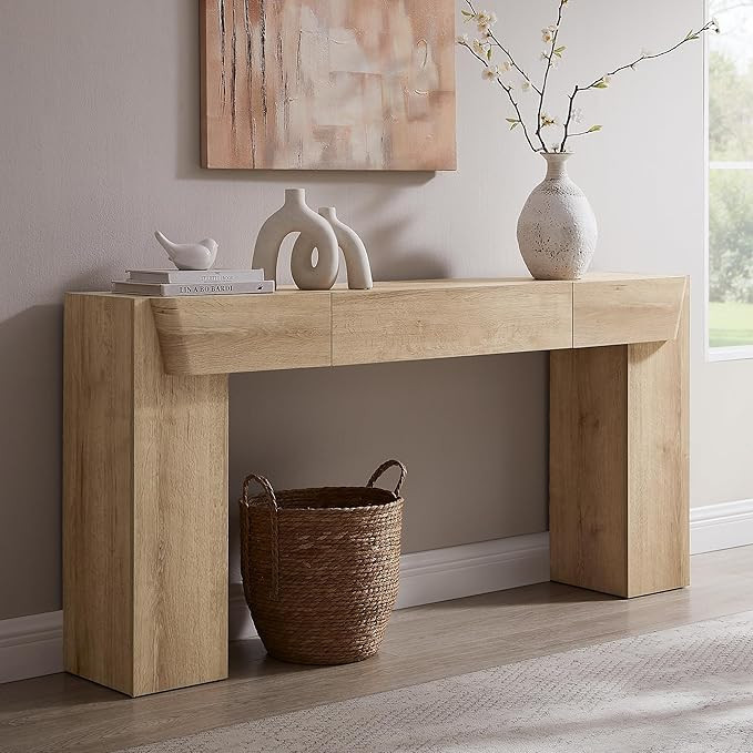 JXQTLINGMU 63" Long Wood Console Table with Storage Drawer, Modern Entryway Table, Sofa Table Beh... | Amazon (US)