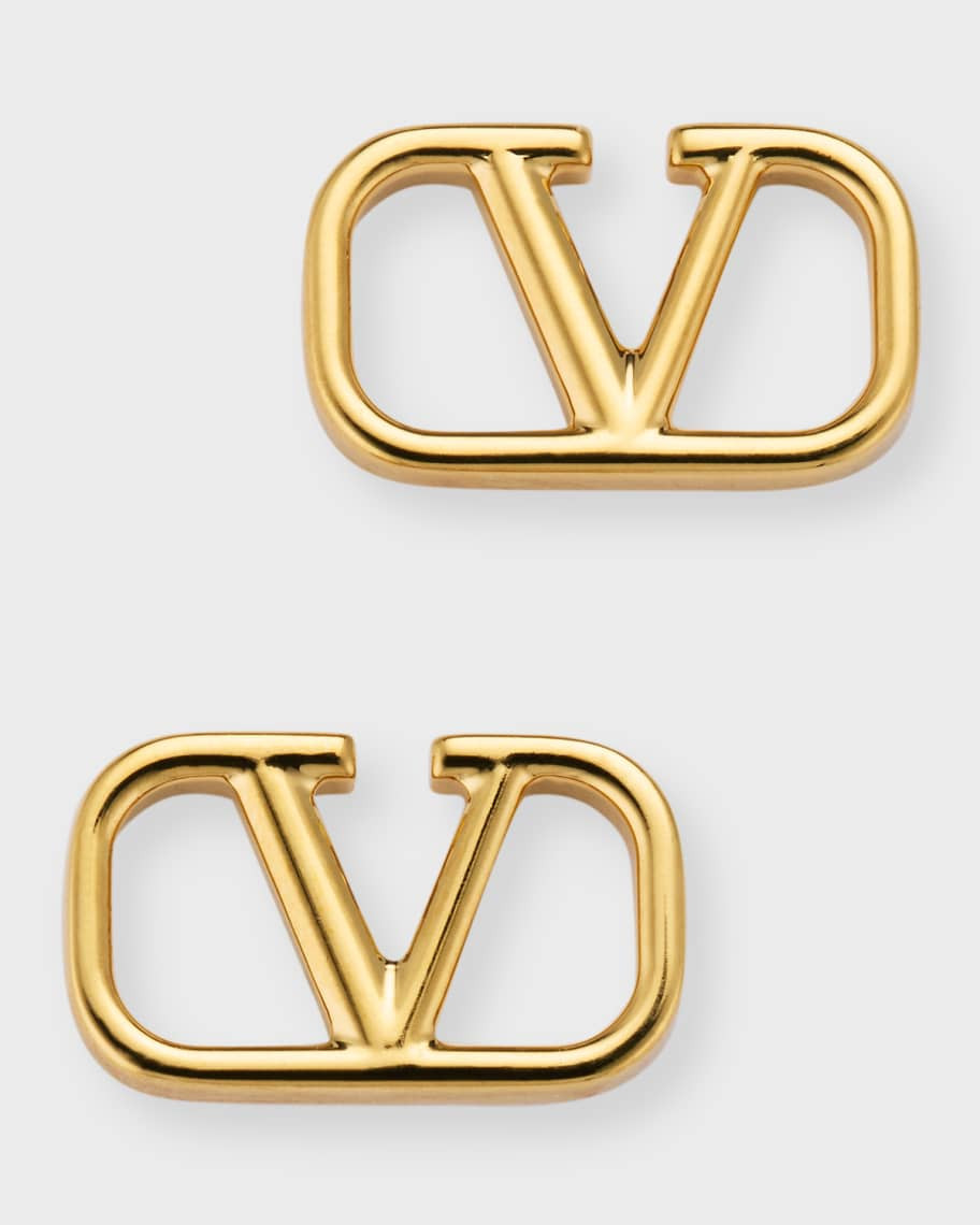 Valentino Garavani Brass V-Logo Earrings | Neiman Marcus