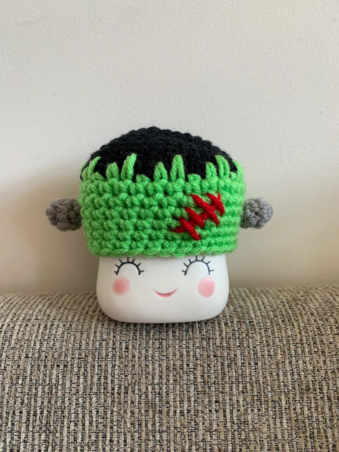 Crochet Frankenstein Marshmallow Mug Hat - Etsy | Etsy (US)