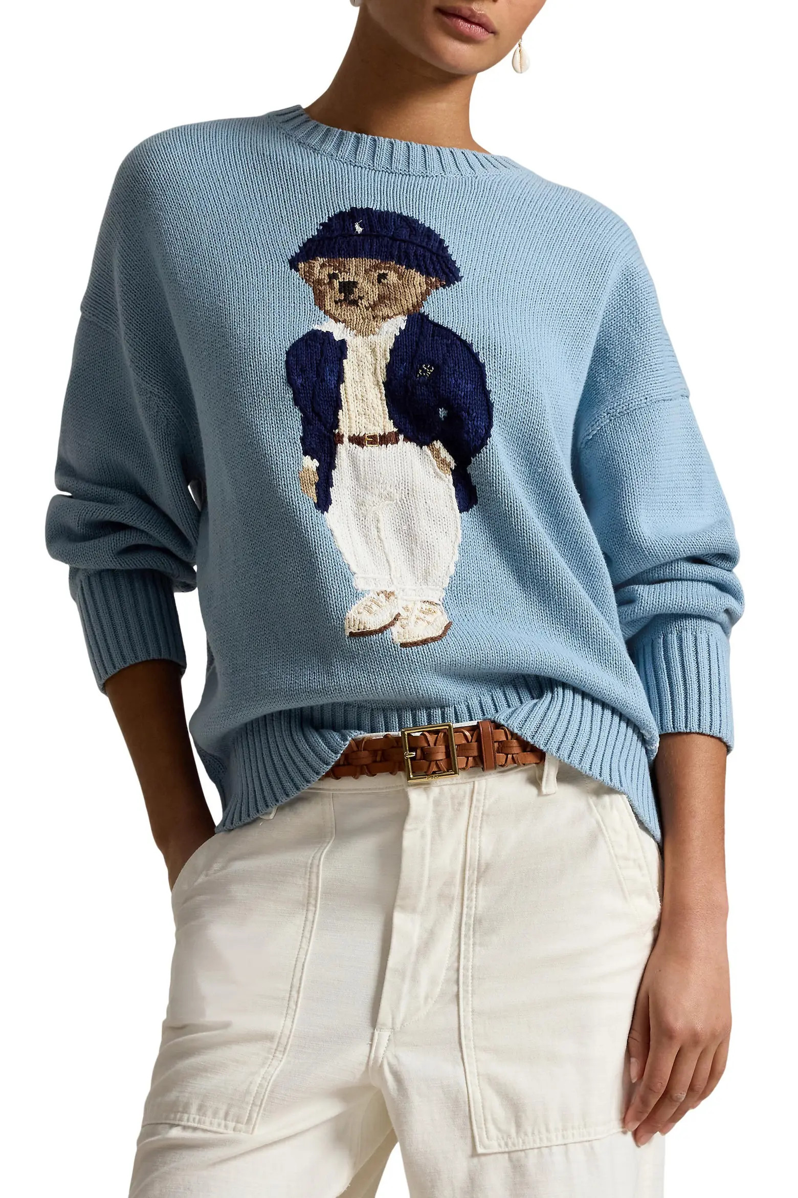 Polo Ralph Lauren Oversize Polo Bear Cotton Sweater (Women) | Nordstrom | Nordstrom