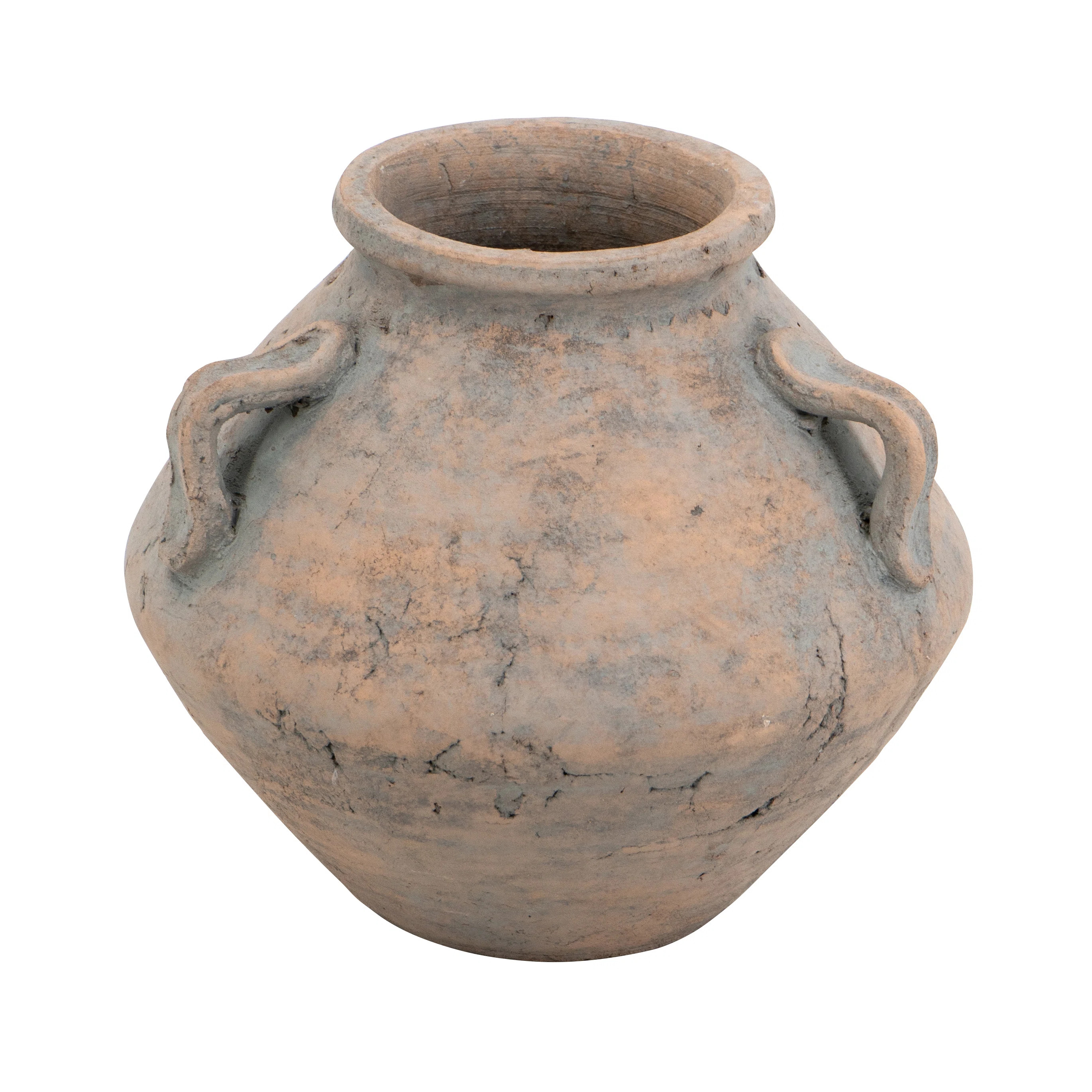 10X10x9" Tapered Terracotta Vase With Decorative Handles | Wayfair North America