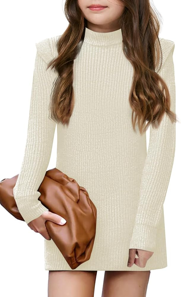 Haloumoning Girls Long Sleeve Sweater Dress Kids Casual Crewneck Knitted Pullover Jumpers 5-14 Ye... | Amazon (US)