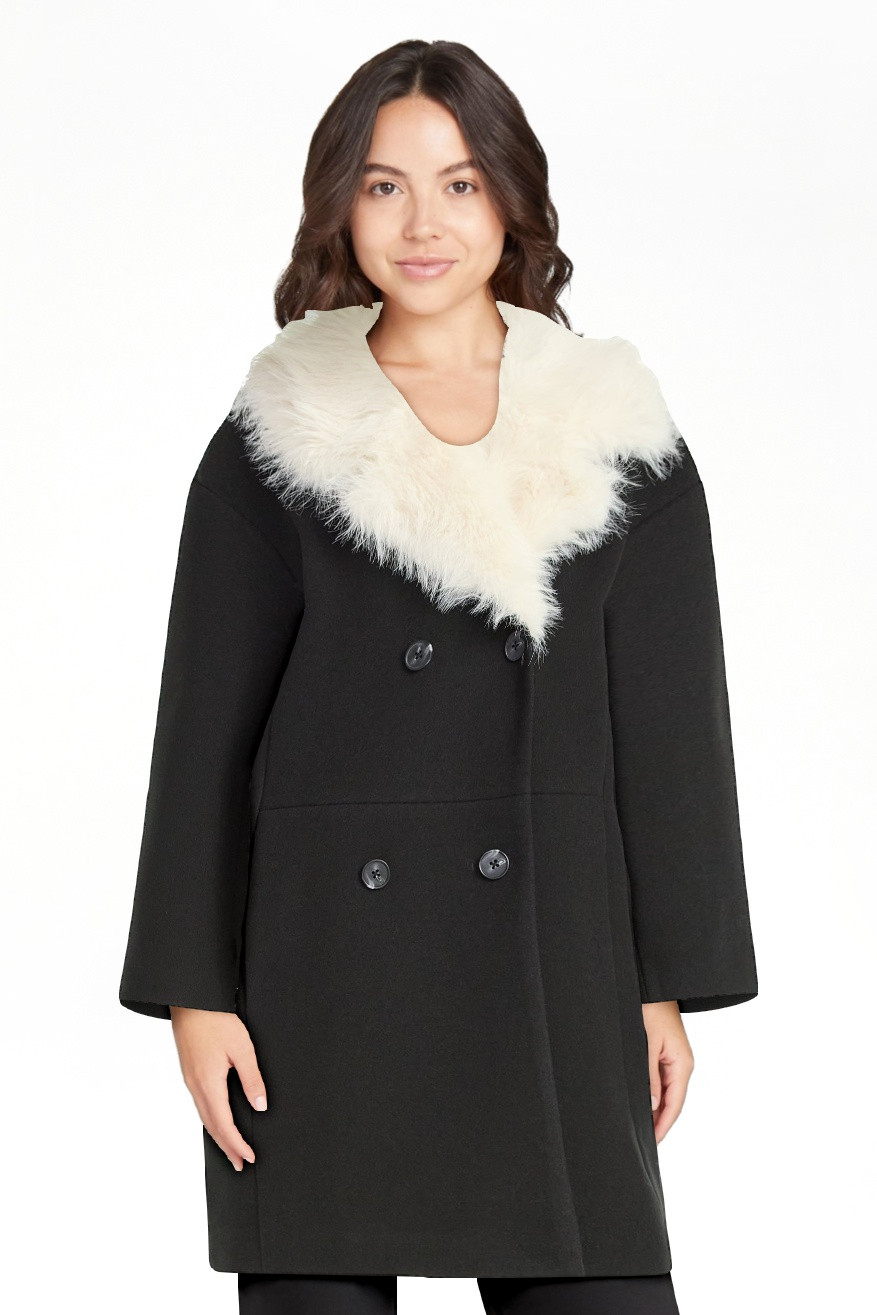 Scoop Women's and Women's Plus Oversized Faux Fur Collar Coat, Heavyweight, Sizes XS-4X | Walmart (US)