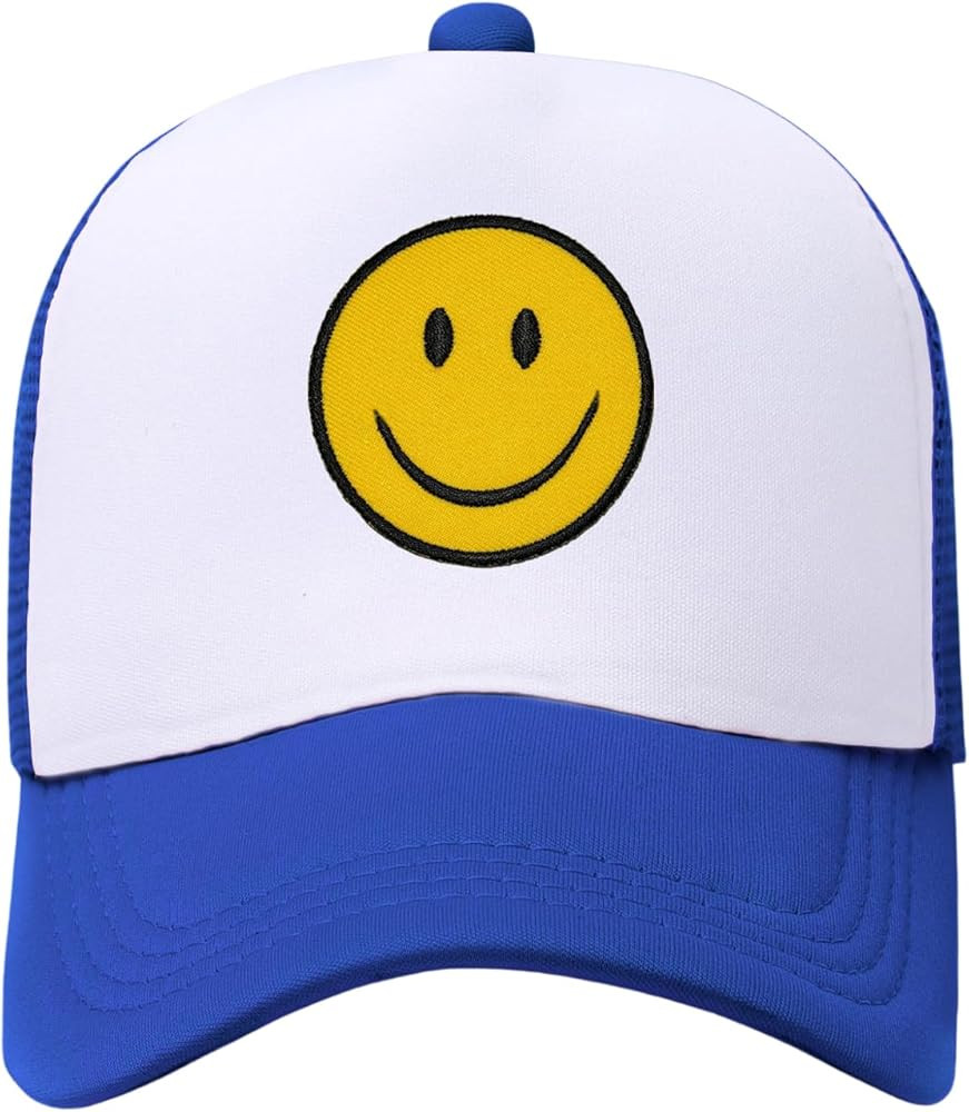 Womens Trucker Hats Retro Mesh Baseball Cap with Smile Patch Foam Neon High Crown Y2K Hats | Amazon (US)
