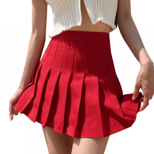 Girls Women's Pleated Skirt Anti-glare High Waisted College Skater Tennis School A-Line Skirt Uni... | Walmart (US)