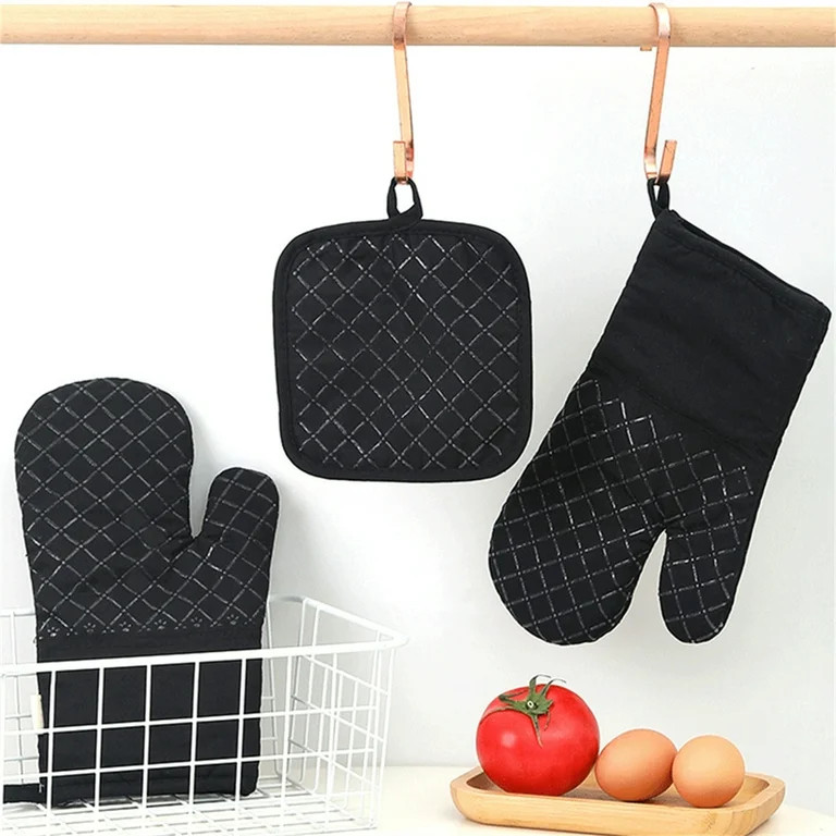 Oven Mitts and Pot Holders Sets, Heat Resistant Kitchen Oven Gloves, Non-Slip Silicone Surface, E... | Walmart (US)